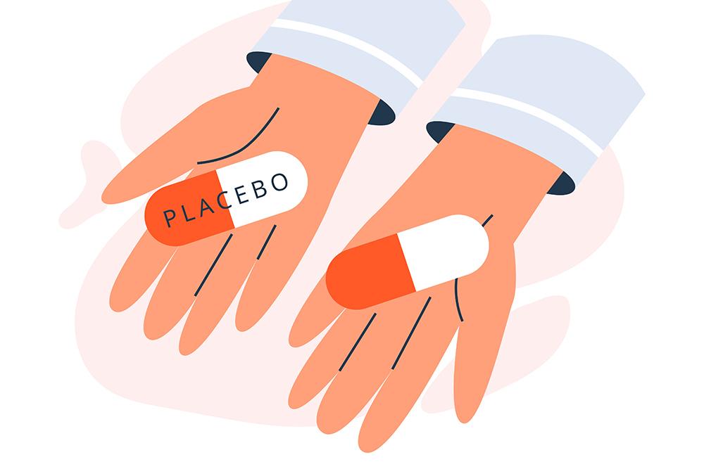 Illustration, hands holding pills